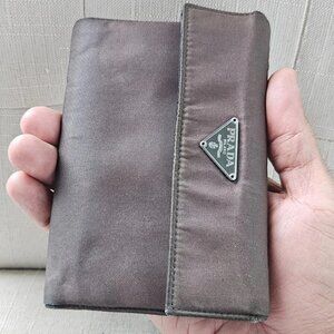 Prada Cardholder Wallet Trifold Leather/satin Billfold Purse Made in Italy